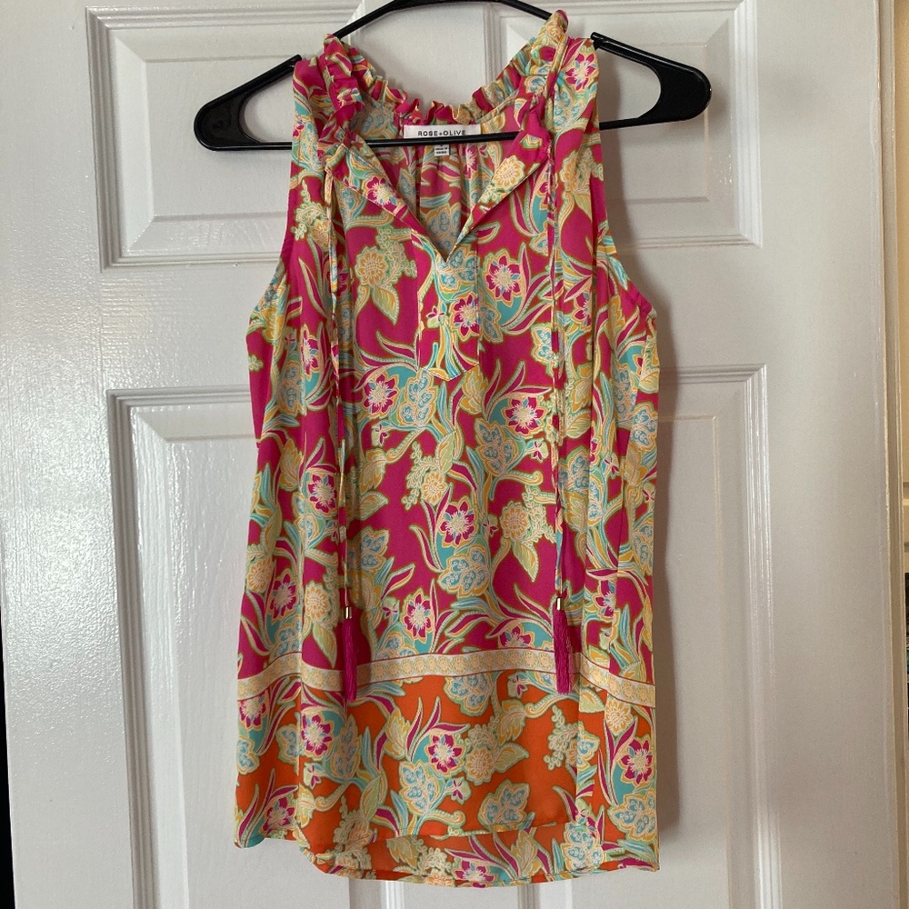 Rose + Olive Sleeveless Blouse